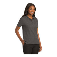Port Authority L500 Women's Customizable Charcoal Heather Gray Short Sleeve Silk Touch Pique Polo Shirt - Poly / Cotton Blend - L