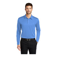 Port Authority K540LS Unisex Customizable Carolina Blue Long Sleeve Moisture-Wicking Silk Touch™ Polo Shirt - Polyester - Small