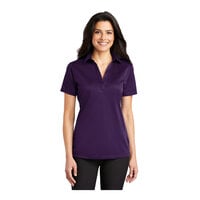 Port Authority L540 Women's Customizable Bright Purple Short Sleeve Moisture-Wicking Silk Touch Polo Shirt - Polyester
