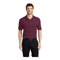 Port Authority K500 Unisex Customizable Burgundy Short Sleeve Silk Touch Pique Polo Shirt - Poly / Cotton Blend - 2X