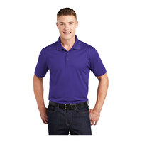 Sport-Tek ST650 Unisex Customizable Purple Short Sleeve Moisture-Wicking Micro Pique Polo Shirt - Polyester - Small