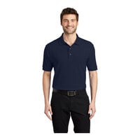 Port Authority K500 Unisex Customizable Navy Short Sleeve Silk Touch Pique Polo Shirt - Poly / Cotton Blend - Small