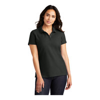 Port Authority L100 Women's Customizable Deep Black Short Sleeve Pique Polo Shirt - Cotton / Poly Blend - 4X