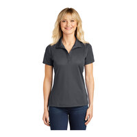 Sport-Tek LST650 Women's Customizable Iron Gray Short Sleeve Moisture-Wicking Micro Pique Polo Shirt - Polyester - 2X