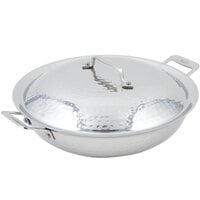 Bon Chef 60015HF Cucina 12 inch Hammered Finish Stainless Steel Chef's Pan with Lid and 2 Side Handles
