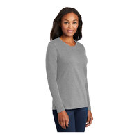 Port & Company LPC54LS Women's Customizable Athletic Heather Long Sleeve T-Shirt - Cotton / Poly Blend - 2X