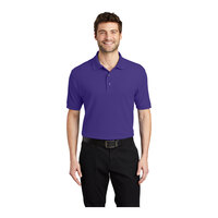 Port Authority K500 Unisex Customizable Purple Short Sleeve Silk Touch Pique Polo Shirt - Poly / Cotton Blend - 6X