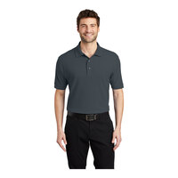 Port Authority K500 Unisex Customizable Steel Gray Short Sleeve Silk Touch Pique Polo Shirt - Poly / Cotton Blend - 6X