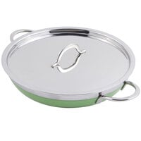 Bon Chef 60304 Classic Country French Collection 1 Qt. 20 oz. Green Saute Pan / Skillet with Cover and Double Handles