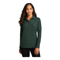 Port Authority L500LS Women's Customizable Dark Green Long Sleeve Silk Touch Pique Polo Shirt - Poly / Cotton Blend - 4X