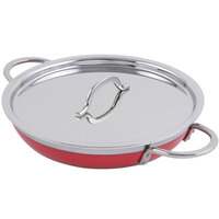 Bon Chef 60306 Classic Country French Collection 3 Qt. 4 oz. Red Saute Pan / Skillet with Cover and Double Handles