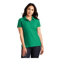Port Authority L100 Women's Customizable Bright Kelly Green Short Sleeve Pique Polo Shirt - Cotton / Poly Blend - Small