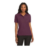 Port Authority L500 Women's Customizable Maroon Short Sleeve Silk Touch Pique Polo Shirt - Poly / Cotton Blend - Large