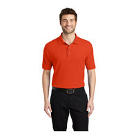 Port Authority K500 Unisex Customizable Orange Short Sleeve Silk Touch Pique Polo Shirt - Poly / Cotton Blend - 6X
