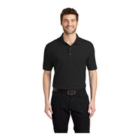 Port Authority K500 Unisex Customizable Black Short Sleeve Silk Touch Pique Polo Shirt - Poly / Cotton Blend - 3X
