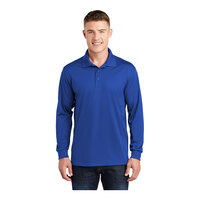 Sport-Tek ST657 Unisex Customizable True Royal Long Sleeve Moisture-Wicking Micro Pique Polo Shirt - Polyester - 3X
