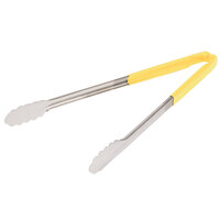 Vollrath 4781650 Jacob's Pride 16 inch Stainless Steel Scalloped Tongs with Yellow Coated Kool Touch® Handle
