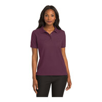 Port Authority L500 Women's Customizable Maroon Short Sleeve Silk Touch Pique Polo Shirt - Poly / Cotton Blend - Small