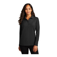 Port Authority L500LS Women's Customizable Black Long Sleeve Silk Touch Pique Polo Shirt - Poly / Cotton Blend - 4X