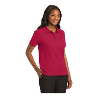 Port Authority L500 Women's Customizable Red Short Sleeve Silk Touch Pique Polo Shirt - Poly / Cotton Blend - 6X