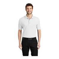 Port Authority K500 Unisex Customizable White Short Sleeve Silk Touch Pique Polo Shirt - Poly / Cotton Blend - Extra Large
