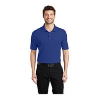 Port Authority K500 Unisex Customizable Royal Short Sleeve Silk Touch Pique Polo Shirt - Poly / Cotton Blend - 2X