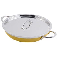 Bon Chef 60305 Classic Country French Collection 2 Qt. 12 oz. Yellow Saute Pan / Skillet with Cover and Double Handles