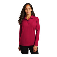 Port Authority L500LS Women's Customizable Red Long Sleeve Silk Touch Pique Polo Shirt - Poly / Cotton Blend - 2X