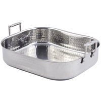 Bon Chef 60010CLDHF Cucina 10 Qt. Hammered Finish Stainless Steel Roasting Pan - 16 3/8 inch x 14 1/16 inch x 4 inch