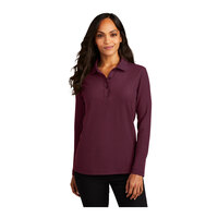 Port Authority L500LS Women's Customizable Burgundy Long Sleeve Silk Touch Pique Polo Shirt - Poly / Cotton Blend - Large