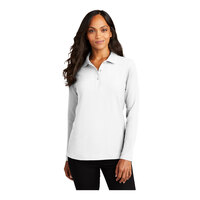 Port Authority L500LS Women's Customizable White Long Sleeve Silk Touch Pique Polo Shirt - Poly / Cotton Blend - 4X