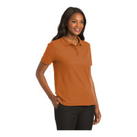 Port Authority L500 Women's Customizable Texas Orange Short Sleeve Silk Touch Pique Polo Shirt - Poly / Cotton Blend - Large