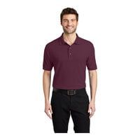 Port Authority K500 Unisex Customizable Maroon Short Sleeve Silk Touch Pique Polo Shirt - Poly / Cotton Blend - 5X