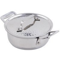 Bon Chef 60027HF Cucina 36 oz. Hammered Finish Stainless Steel Round Dish with Lid