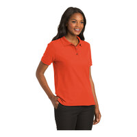 Port Authority L500 Women's Customizable Orange Short Sleeve Silk Touch Pique Polo Shirt - Poly / Cotton Blend - 3X