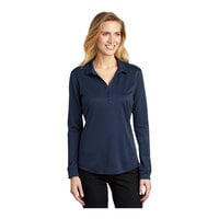 Port Authority L540LS Women's Customizable Navy Long Sleeve Moisture-Wicking Silk Touch Polo Shirt - Polyester
