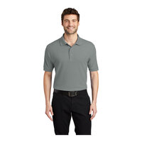 Port Authority K500 Unisex Customizable Cool Gray Short Sleeve Silk Touch Pique Polo Shirt - Poly / Cotton Blend - 3X
