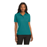 Port Authority L500 Women's Customizable Teal Green Short Sleeve Silk Touch Pique Polo Shirt - Poly / Cotton Blend - Small