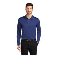 Port Authority K540LS Unisex Customizable Royal Long Sleeve Moisture-Wicking Silk Touch™ Polo Shirt - Polyester - 4X
