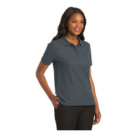 Port Authority L500 Women's Customizable Steel Gray Short Sleeve Silk Touch Pique Polo Shirt - Poly / Cotton Blend - Extra Large
