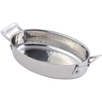 Bon Chef 60029HF Cucina 36 oz. Hammered Finish Stainless Steel Oval Dish