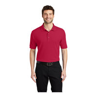 Port Authority K500 Unisex Customizable Red Short Sleeve Silk Touch Pique Polo Shirt - Poly / Cotton Blend - 2X