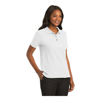 Port Authority L500 Women's Customizable White Short Sleeve Silk Touch Pique Polo Shirt - Poly / Cotton Blend - 2X