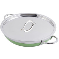 Bon Chef 60306 Classic Country French Collection 3 Qt. 4 oz. Green Saute Pan / Skillet with Cover and Double Handles