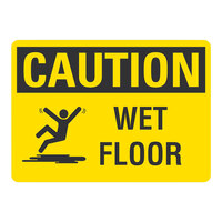 Lavex 14" x 10" Engineer-Grade Reflective Adhesive Vinyl "Caution / Wet Floor" Safety Label with Symbol