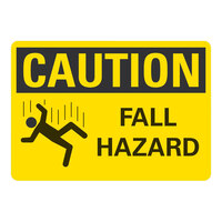 Lavex 10" x 7" Non-Reflective Plastic "Caution / Fall Hazard" Safety Sign