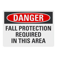 Lavex 14" x 10" Non-Reflective Plastic "Danger / Fall Protection Required In This Area" Safety Sign