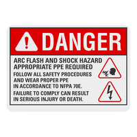 Lavex 14" x 10" Engineer-Grade Reflective Adhesive Vinyl "Danger / Arc Flash And Shock Hazard / Appropriate PPE Required" Safety Label