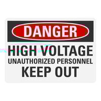 Lavex 10" x 7" Non-Reflective Plastic "Danger / High Voltage / Unauthorized Personnel Keep Out" Safety Sign