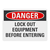 Lavex 14" x 10" Engineer-Grade Reflective Aluminum "Danger / Lock Out Equipment Before Entering" Safety Sign